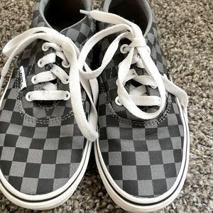 Grey Checkered Lace Up Vans Size Youth 1